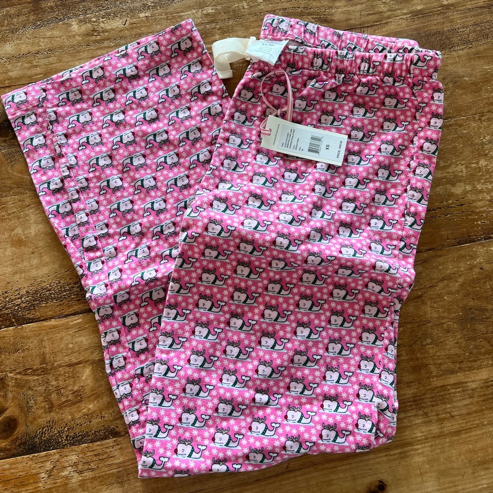 NWT Women’s Vineyard Vines Reindeer Whale Christmas Flannel PJ Lounge Pants XS